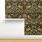 William Morris Traditional Victorian Woven Look English Garden Arts And Craft Black Green Custom Pre-pasted Wallpaper by Spoonflower Pre-Pasted Wallpaper 2FT Wide